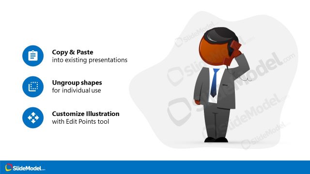 Malcom Cartoon Holding Phone PowerPoint Template