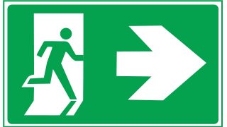 PowerPoint Exit Sign Design with Text Box