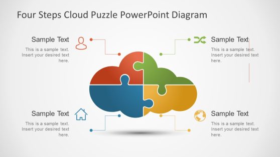 4 Steps Cloud Puzzle Diagram