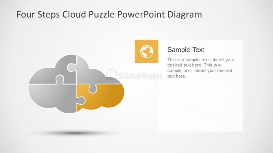 Editable 4 Steps Cloud Puzzle Diagram