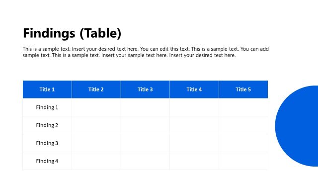 Stabilization Slide with Table for Findings