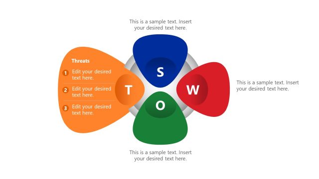 Editable Petals SWOT Analysis Template – Threats Slide