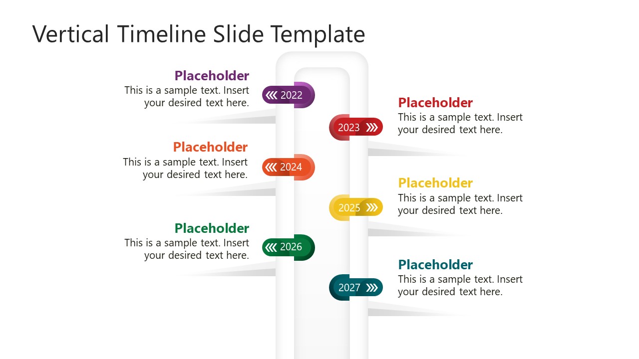 PPT Template for 6-Year Vertical Timeline Presentation