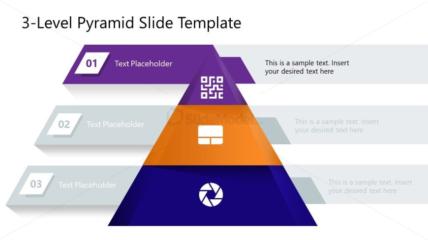 3-Level Colorful Pyramid PPT Presentation Slide 