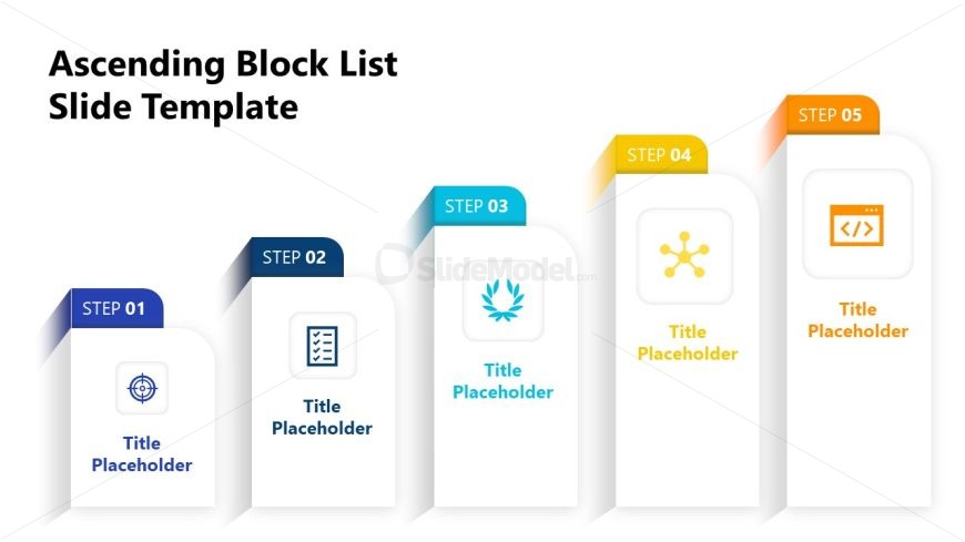 Ascending Block List Template for PPT Presentation