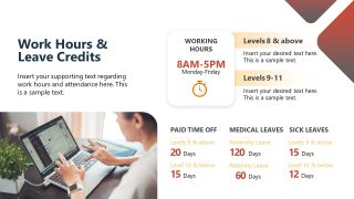 Employee Handbook Slide for Work Hours Information 