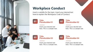 Workplace Conduct Presentation Slide with Text Boxes 