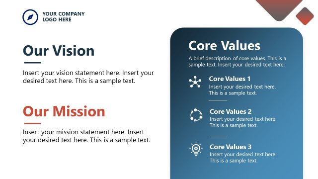 Our Vision & Mission Slide – Core Values Presentation