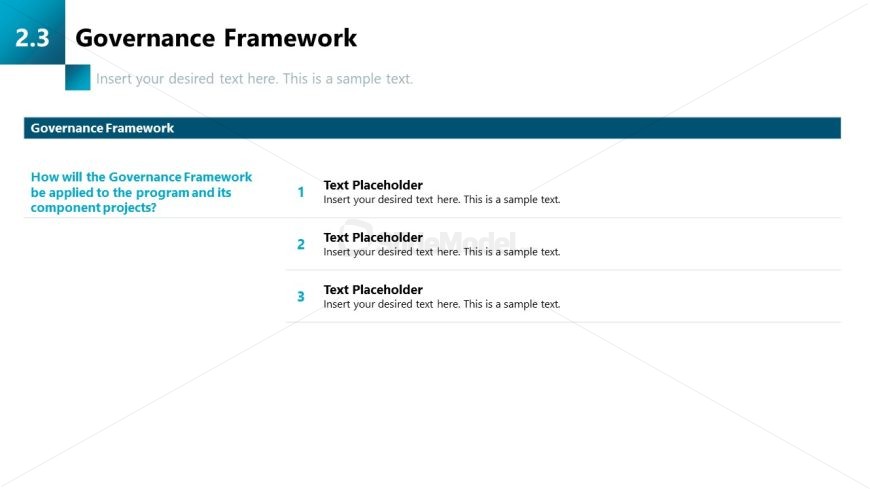 Program Management Slide for Governance Framework 