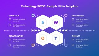 Slide with Hexagon Diagram - Editable Technology SWOT 