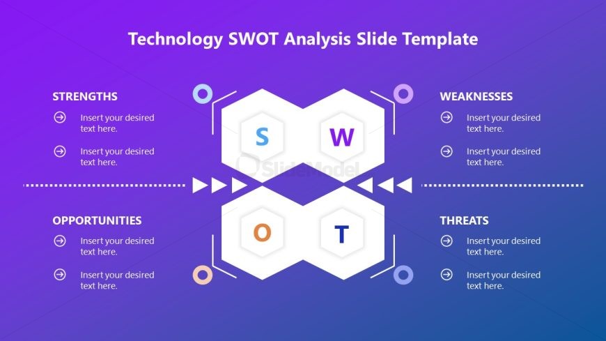 Slide with Hexagon Diagram - Editable Technology SWOT