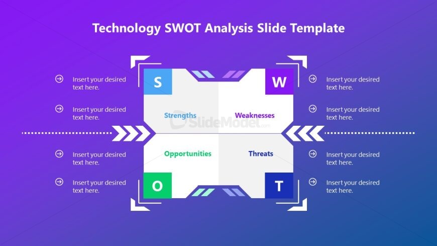 Rectangular Diagram with Arrows - SWOT PPT Template