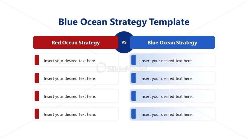 Editable Red Ocean Vs Blue Ocean Strategy Comparison Slide