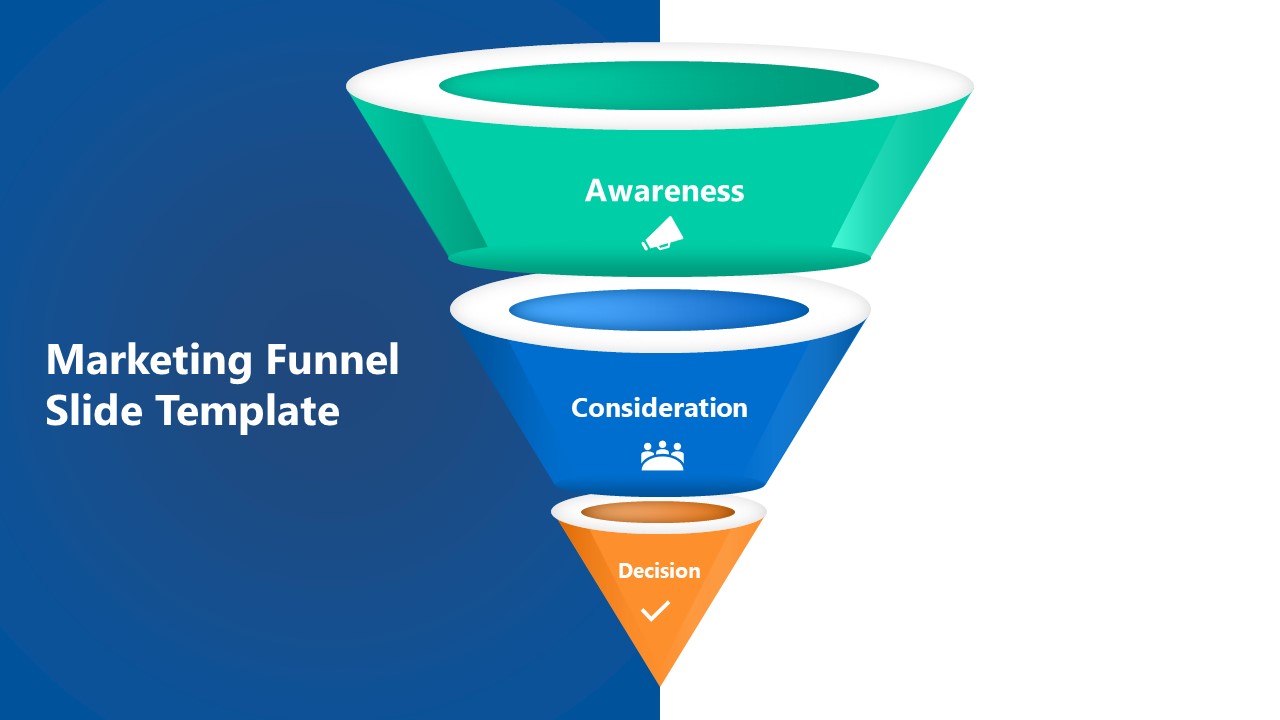PPT Template for 3-Stage Marketing Funnel Presentation 