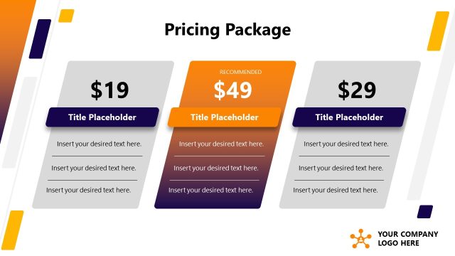 Pricing Packages Slide for Logistics PowerPoint Template