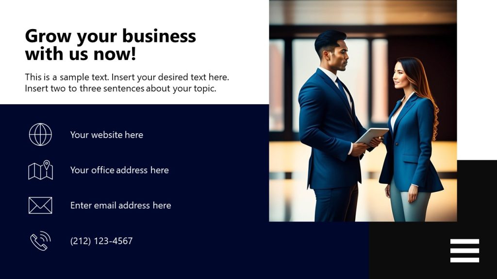 Contact Us Slide - Business Executive Presentation - SlideModel