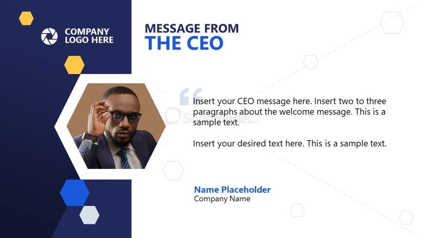 Editable CEO Message Presentation Slide