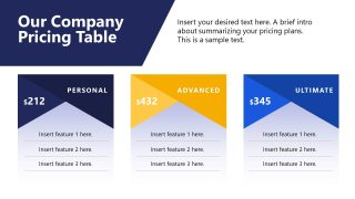 PPT Pricing Table Slide for Company Presentation