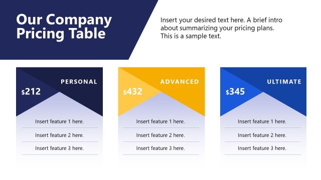 Pricing Table Editable Slide Template