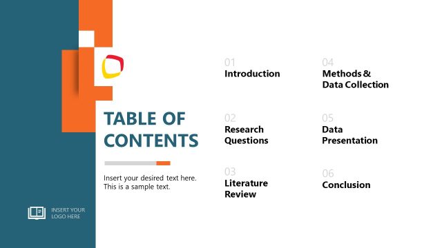 Table of  Contents PowerPoint Slide