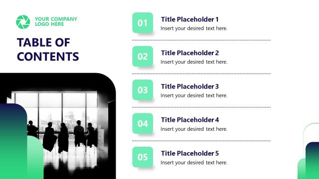 Professional Pitch Deck PPT Template – Table of Contents Slide