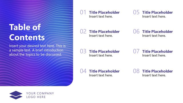 Table of Contents Slide – IT Playbook Template