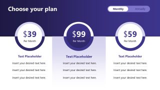 Monthly Pricing Table PowerPoint Slide 
