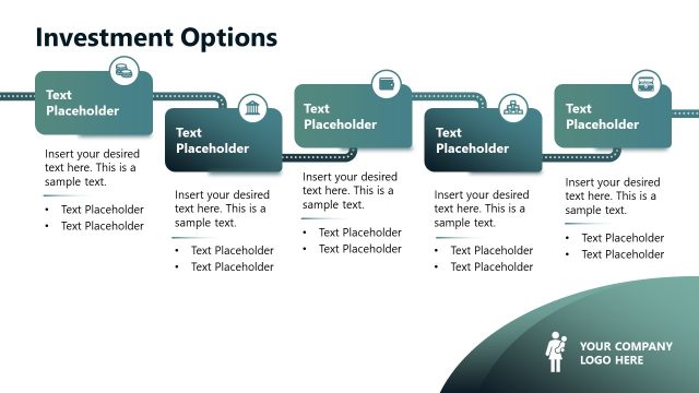 Investment Options Slide with Zigzag Textboxes