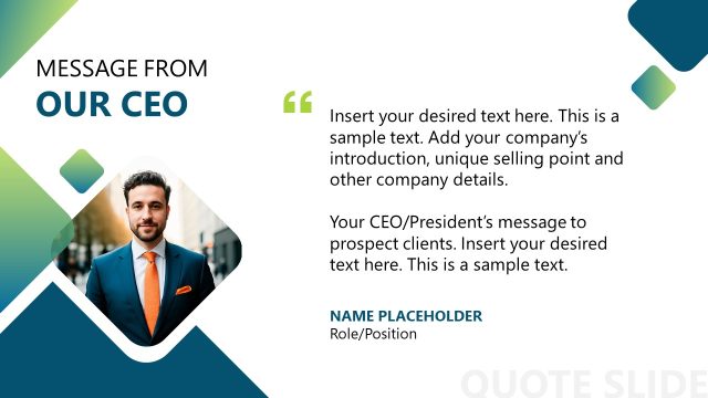 CEO Message Slide – Professional Company Profile Template
