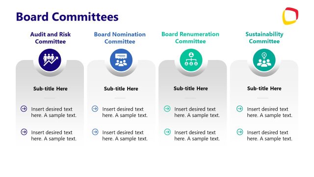 Four Segment Slide for Board Committees Presentation