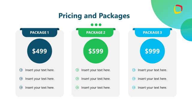 Pricing Tables Slide with Three Columns