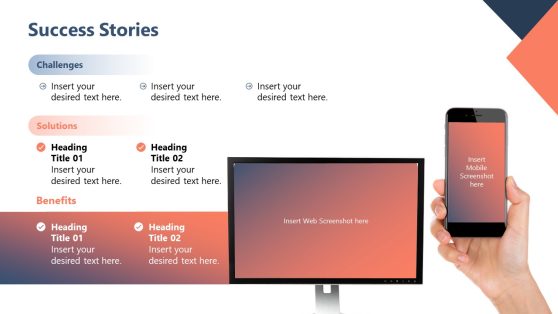 Success Stories Presentation Slide with Mobile Phone Infographic