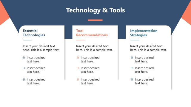 Three Columns Technology and Tools Presentation Slide