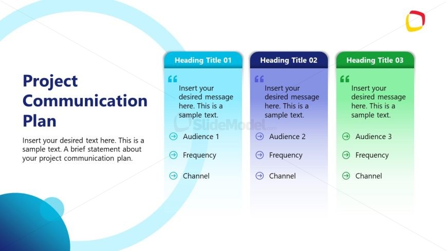 Project Communication Plan Slide with Three Columns