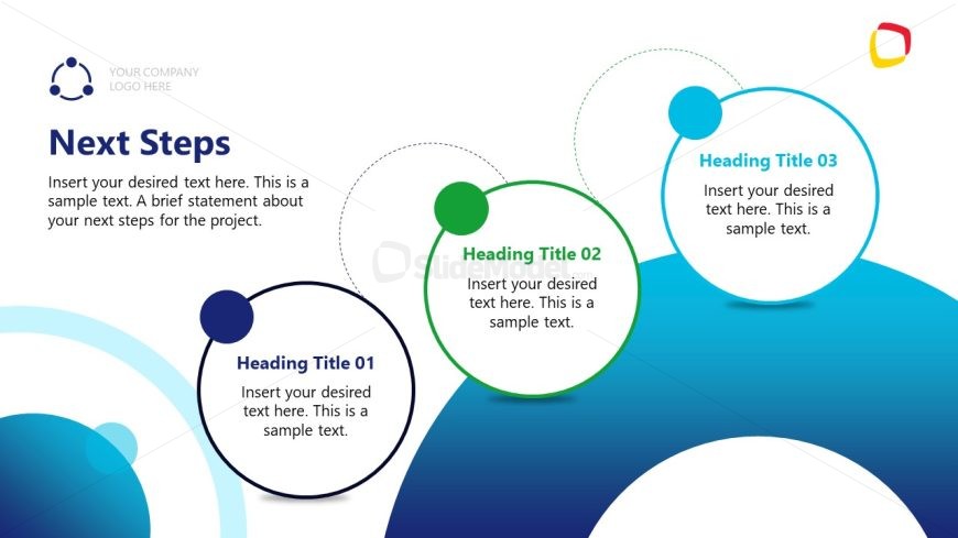 Editable Three Circles Slide for Next Steps Presentation