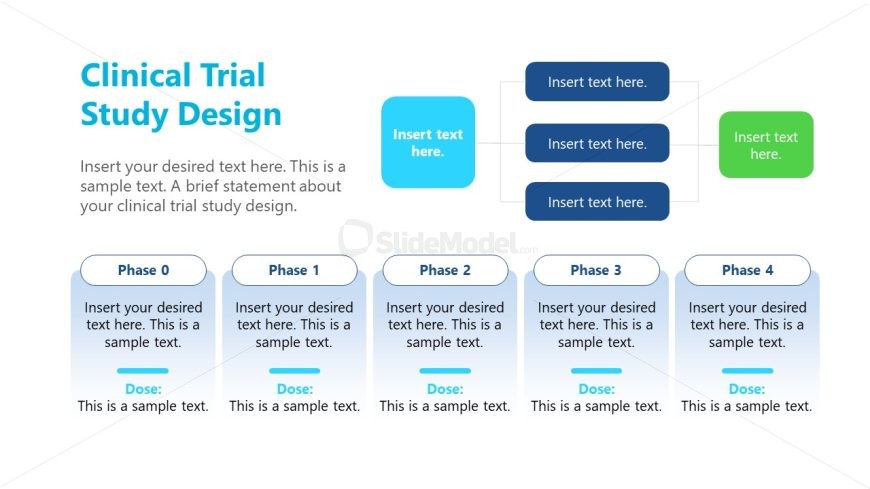 Clinical Trail Slide with Timeline Text Boxes 