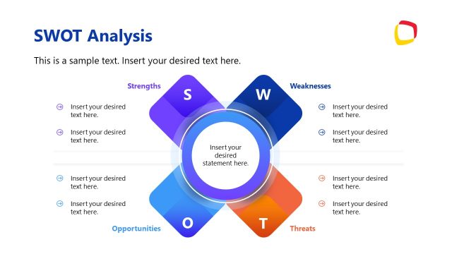 SWOT Analysis Diagram Slide – Go To Market Strategy Template