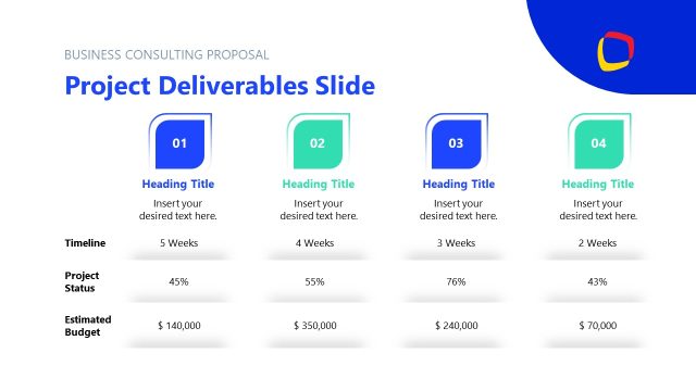Project Deliverables Table Slide Template