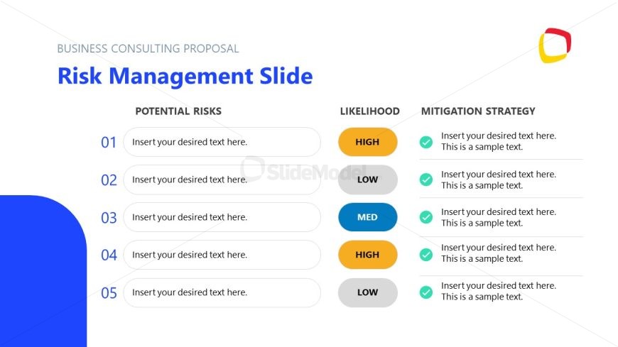 Table Slide for Risk Management Presentation