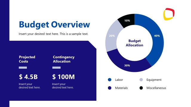 Budget Overview Slide – Construction Proposal PPT Template