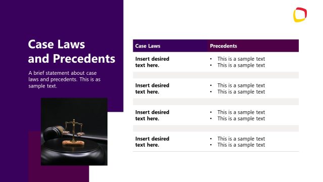Case Laws and Precedents PPT Slide – Law Case Template