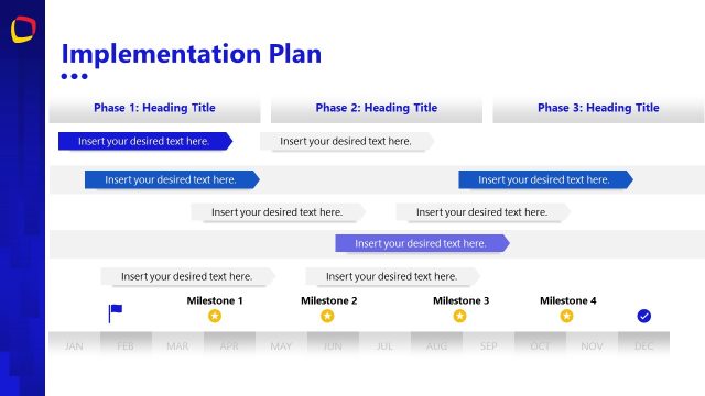 Horizontal Timeline Slide for Implementation Plan