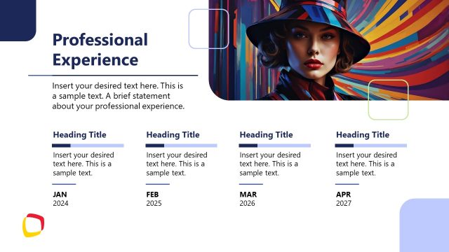 Professional Experience Slide with Four Milestones