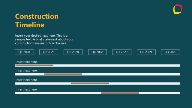 Construction Timeline Slide for Townhouse Proposal Template