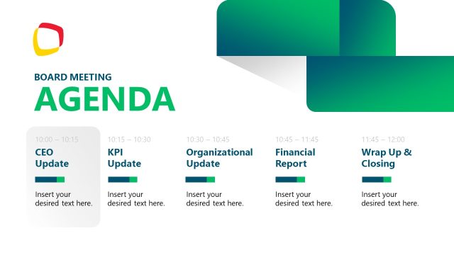 Agenda Slide – Board Meeting PPT Template