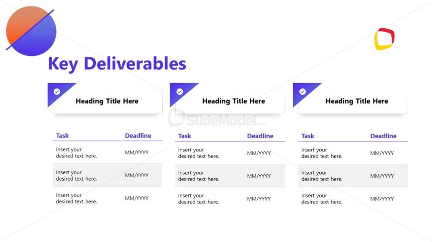 Key Deliverables Presentation Slide - Project Assignment Template