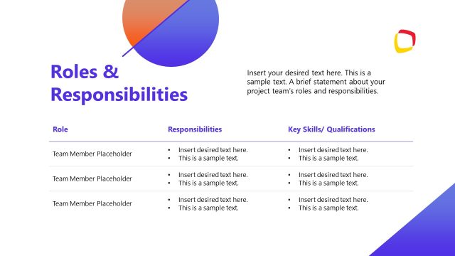 Roles & Responsibilities Table Diagram Slide