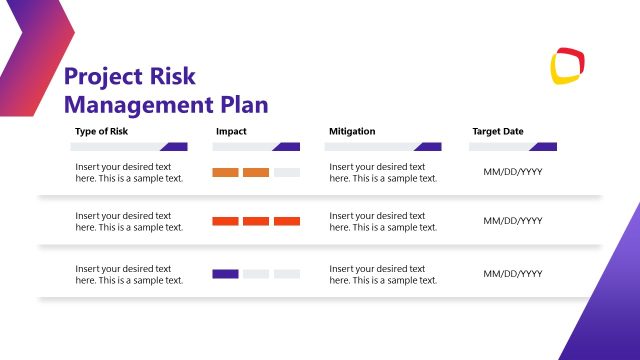 Project Risk Management Plan Slide for PowerPoint