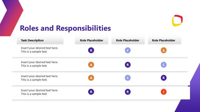 Roles & Responsibilties Slide – Project Execution Plan PPT Template