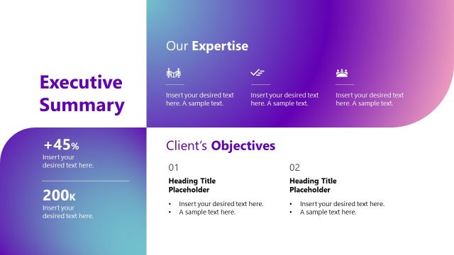 Executive Summary Slide with Icons & Text